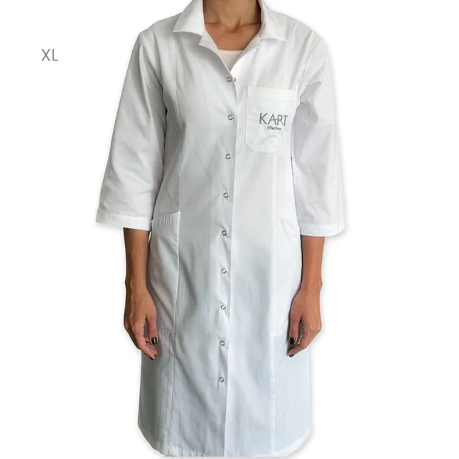 Camice Lungo Bianco Con il Logo KART, Con Maniche a 3/4 - XL